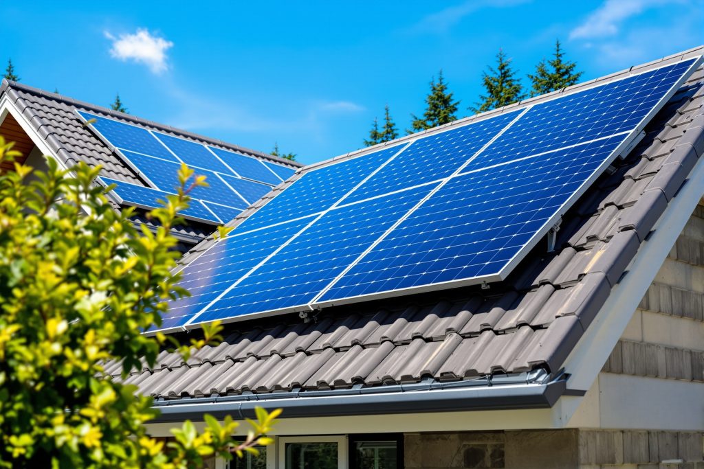 Instalación de placas solares en vivienda residencial