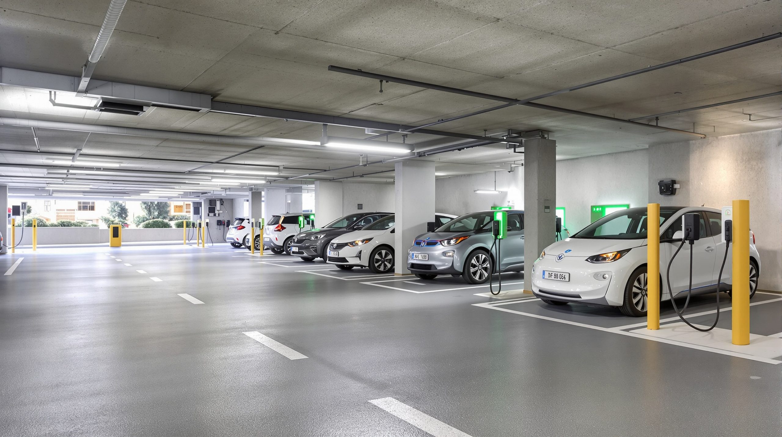 Garaje comunitario con puntos de recarga eléctrica